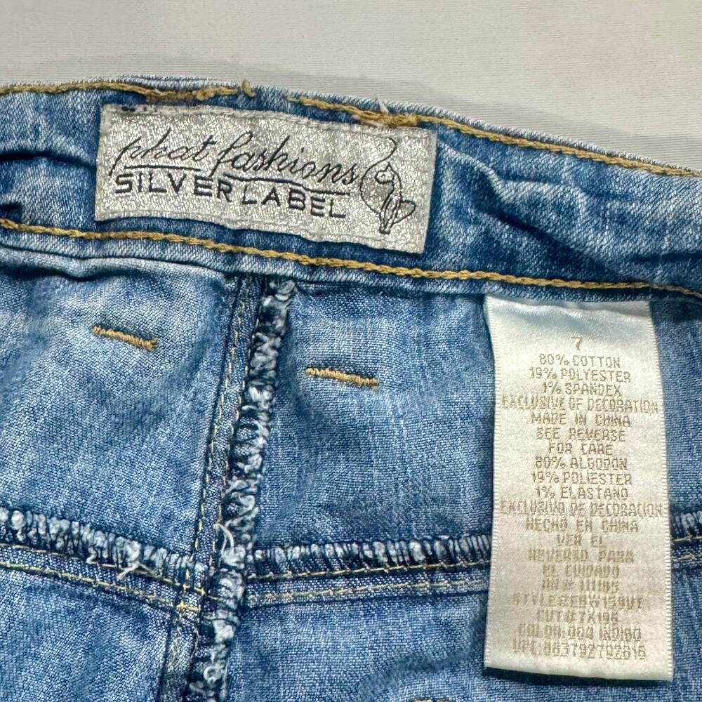 Vintage Y2K Baby Phat Cuffed Capri Jeans Gold Cat Size 7 - Picture 4 of 7